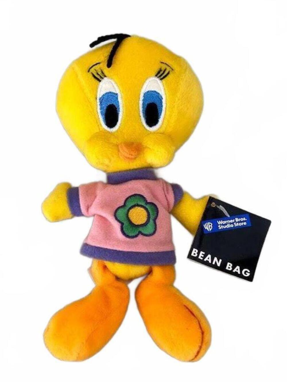 Vintage 8" Tweety Bird Pink Flower Shirt Warner Bros Plush Toy
